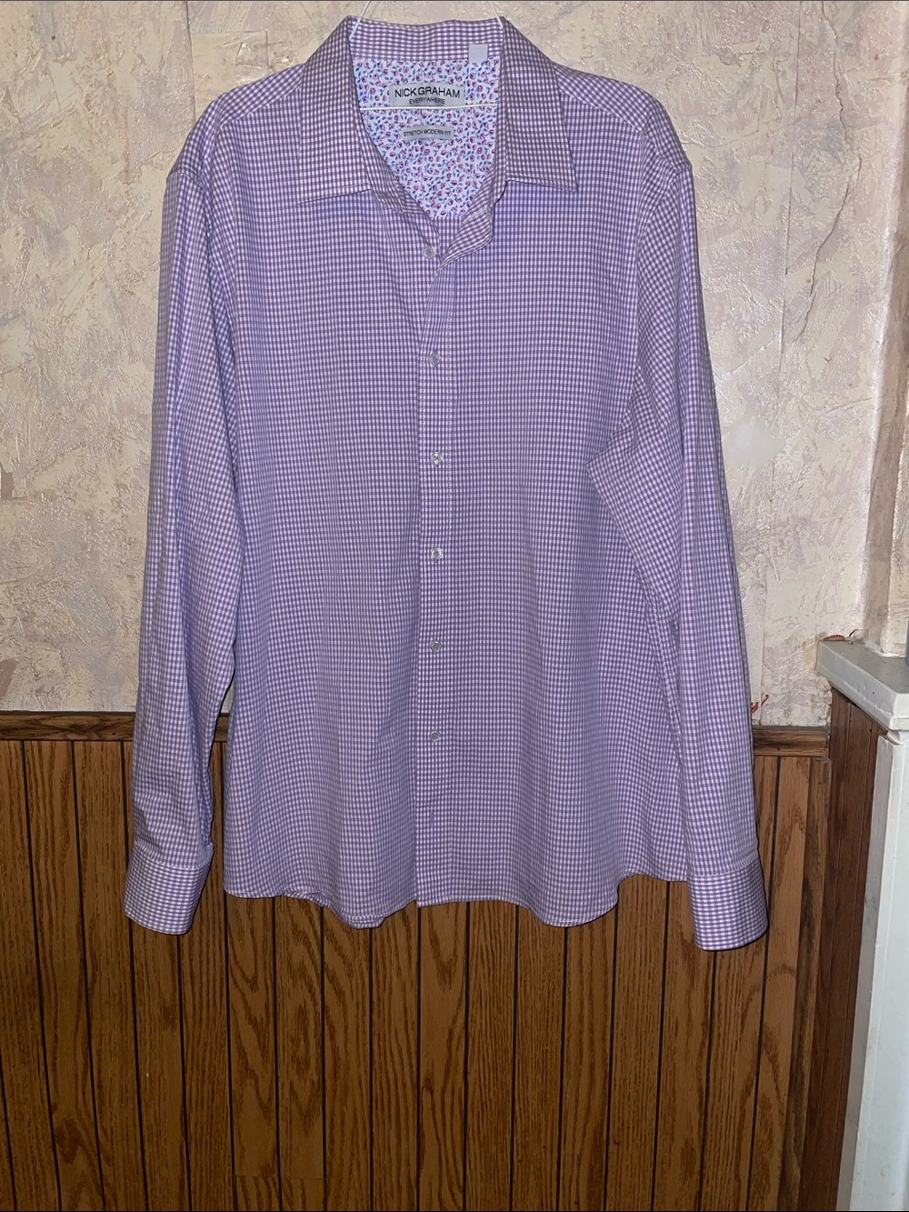 Light purple & white plaid Nick graham dress shirt (2X)